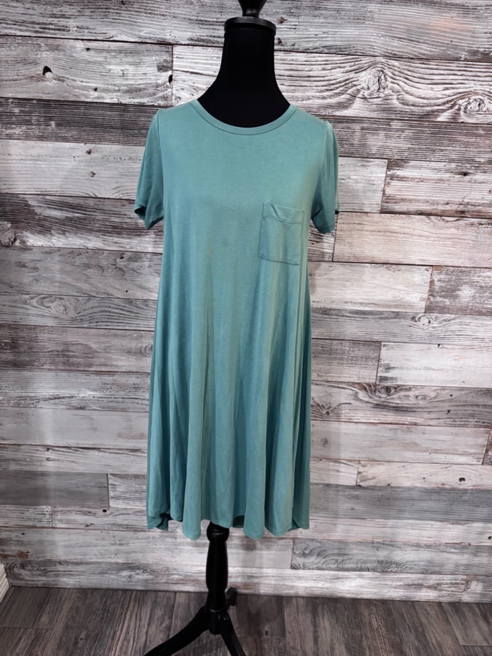 LuLaRoe Teal Short-Sleeve Swing Dress with Chest Pocket